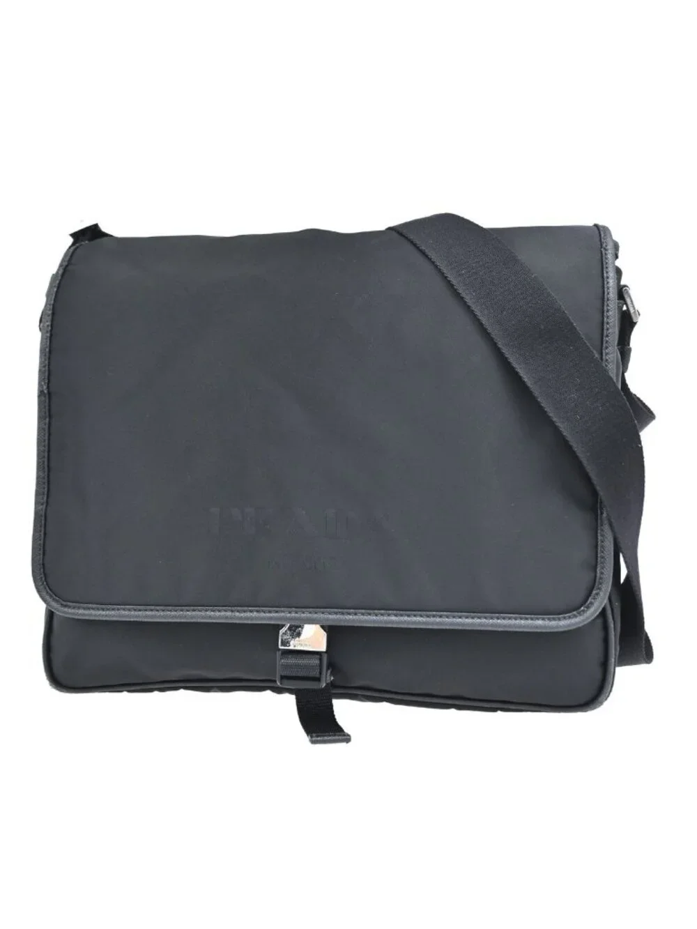 Prada Messenger Bag Black Nylon Saffiano